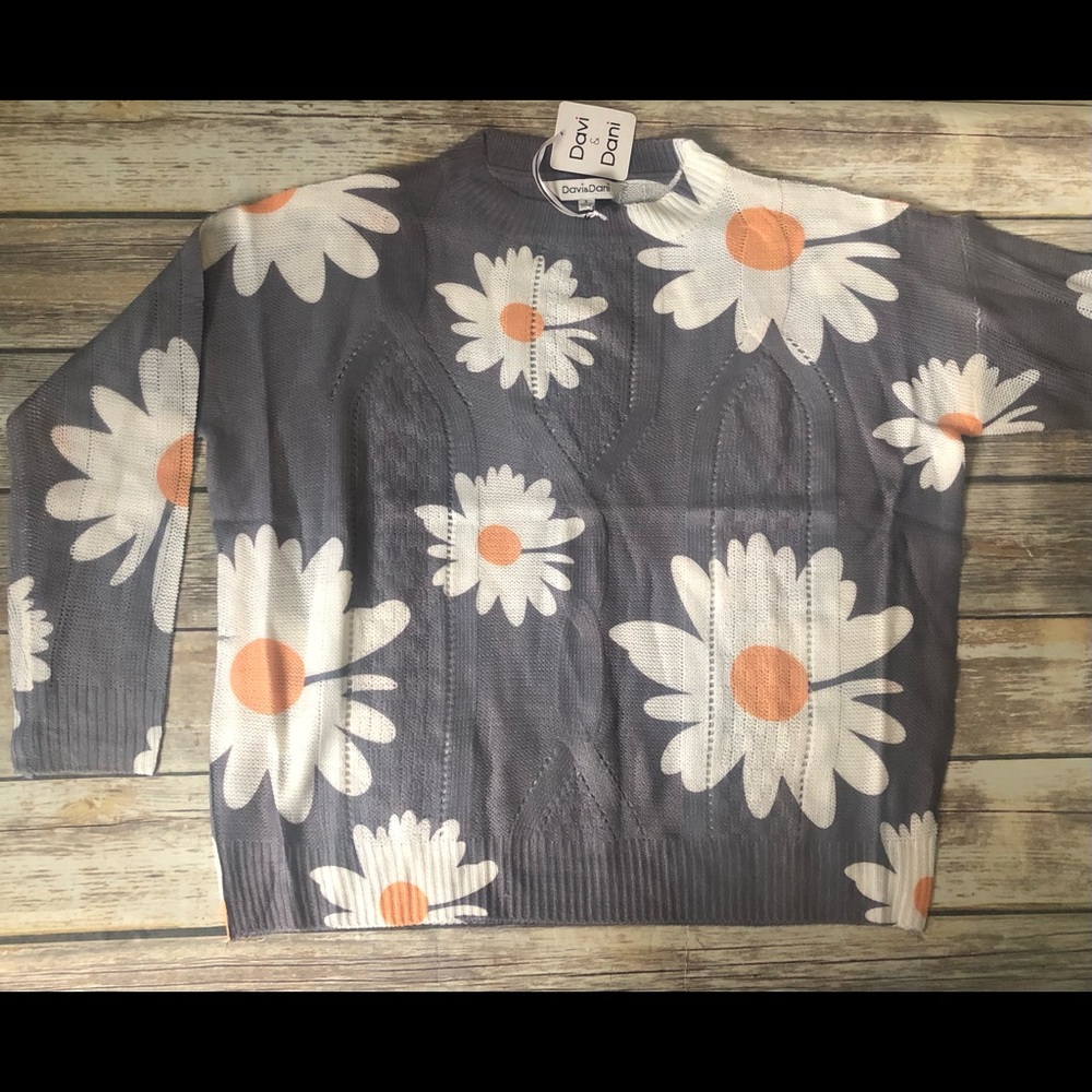 Grey Mock Neck Daisy lightweight Sweater Davi&Dani